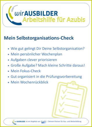 Arbeitshilfe für AZUBIS: Mein Selbstorganisations-Check